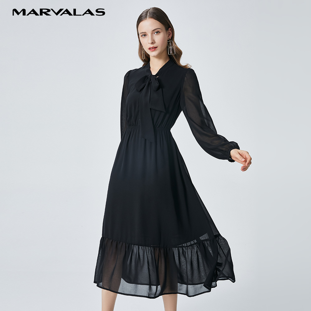 【陈大可】曼德诗纯色连衣裙春松紧腰时尚长裙530189-81224