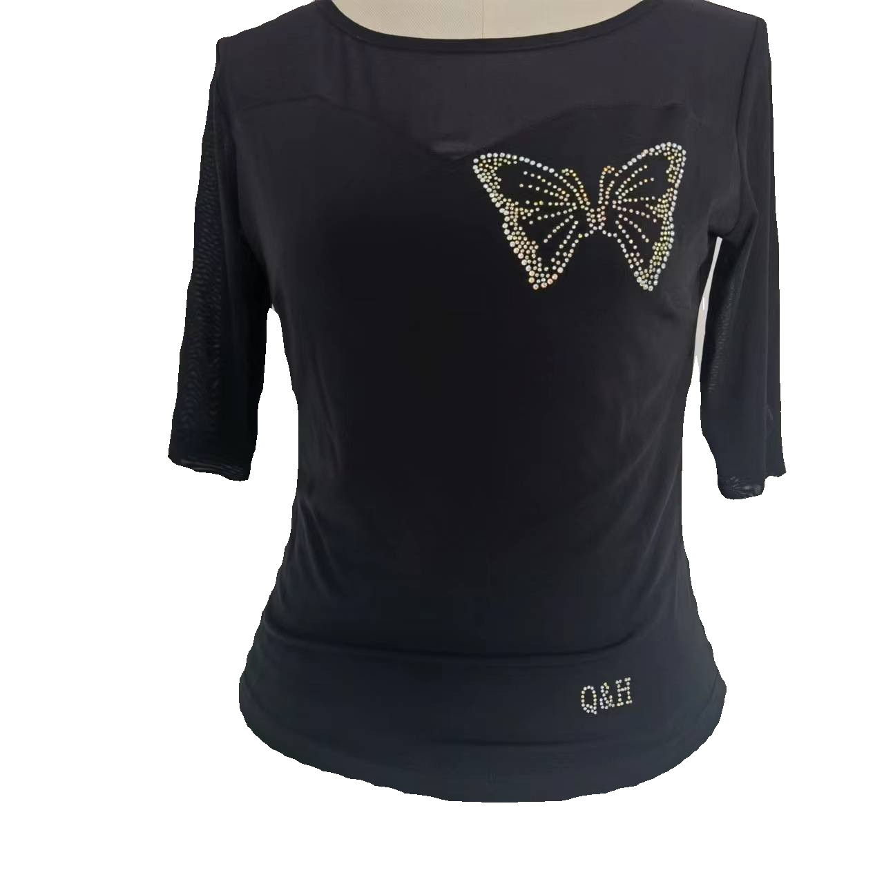 七海舞服原创设计三步踩吉特巴广场舞烫钻时尚蝴蝶衫