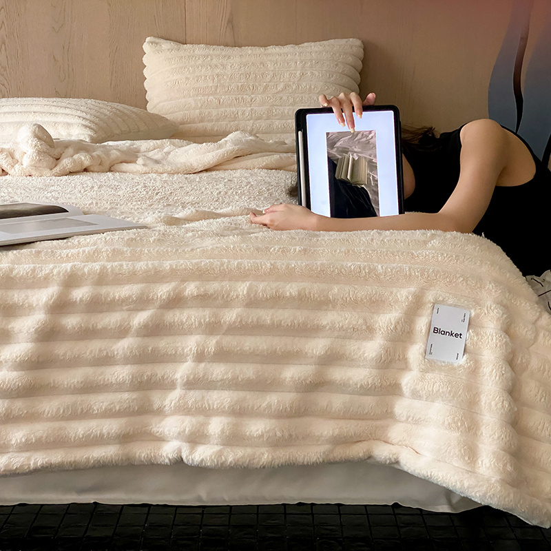 [兔毛绒毛毯盖毯】珊瑚绒空调毯冬季宿舍床单毯子办公室午睡毯