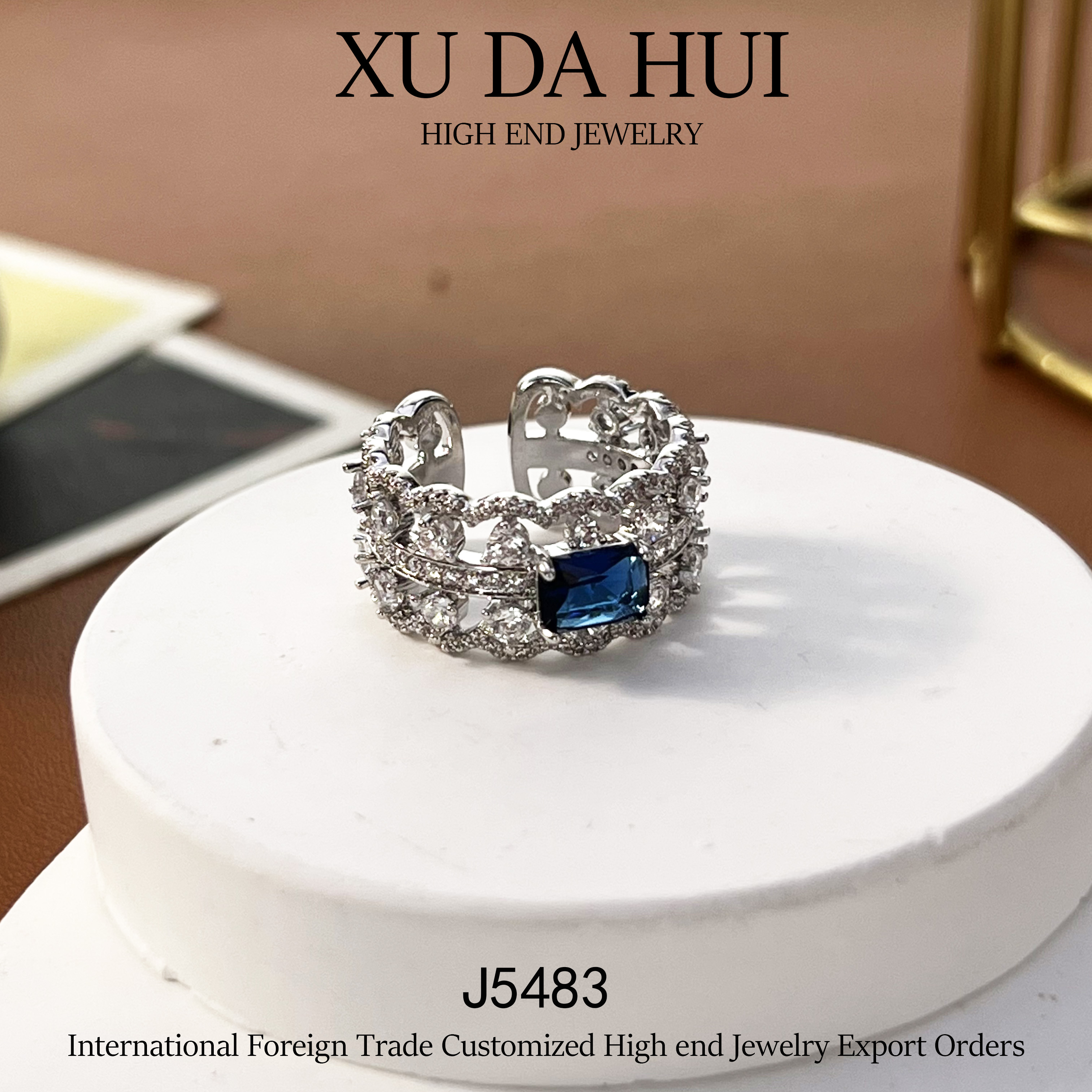 铜合金戒指 铜合金戒指经典时尚设计款蓝色戒指