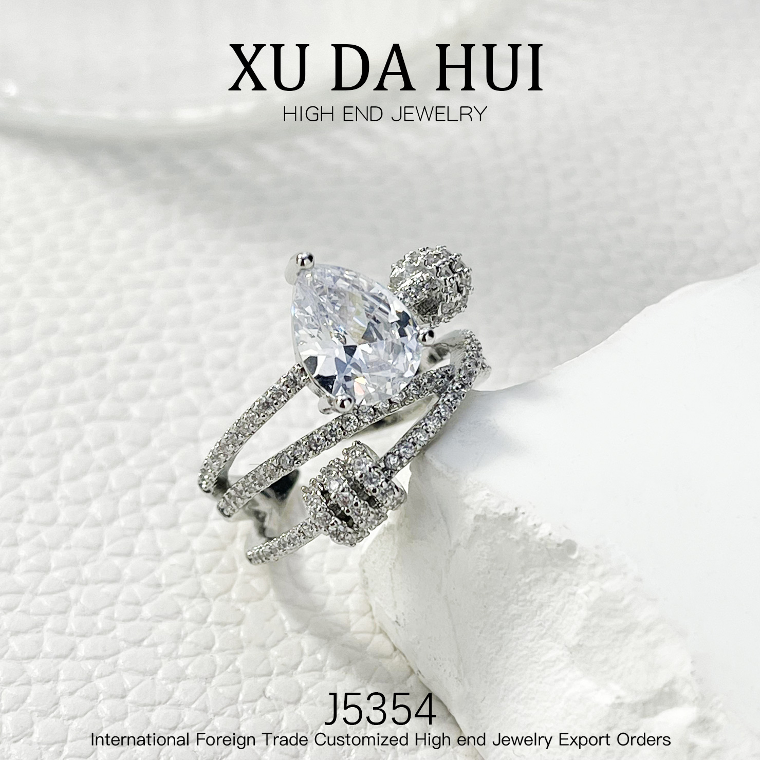 铜合金戒指 经典时尚设计款银色水滴戒指J5354