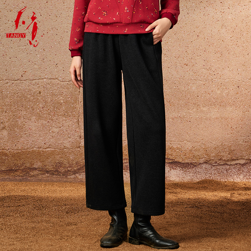 TANGY/天意秋冬新款商场简约百搭雅丹风女加厚保暖休闲裤2244501