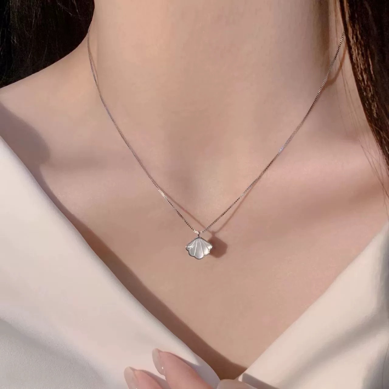 钛钢项链 一贝子项链女轻奢小众级ins设计感网红锁骨链F3019