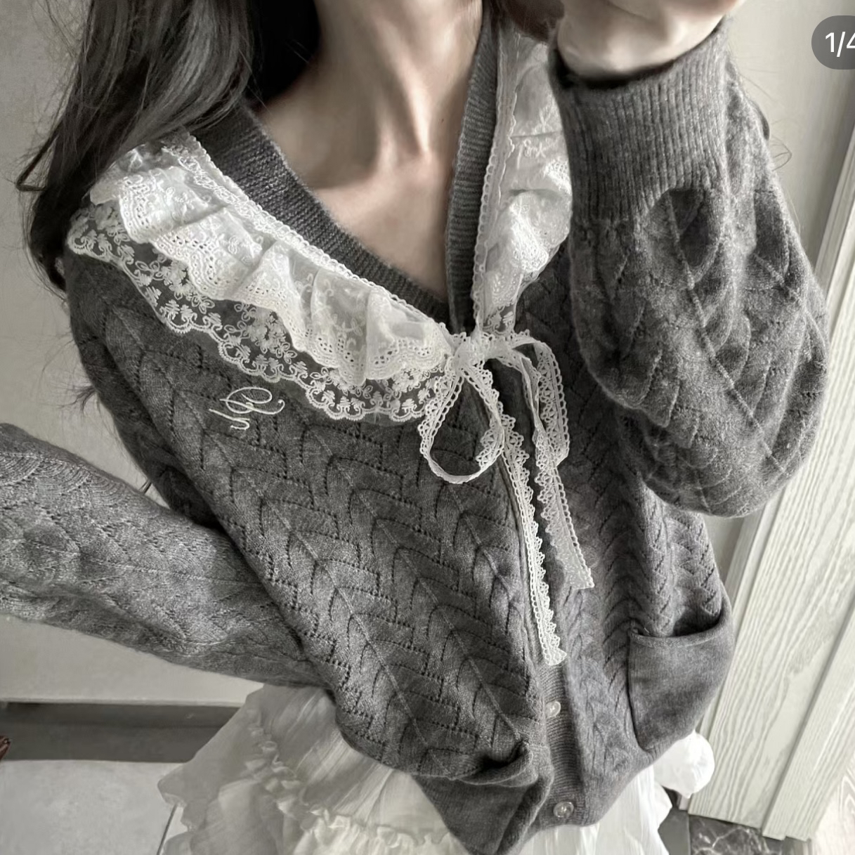 仙仙毛衣外套开衫设计感宽松时尚