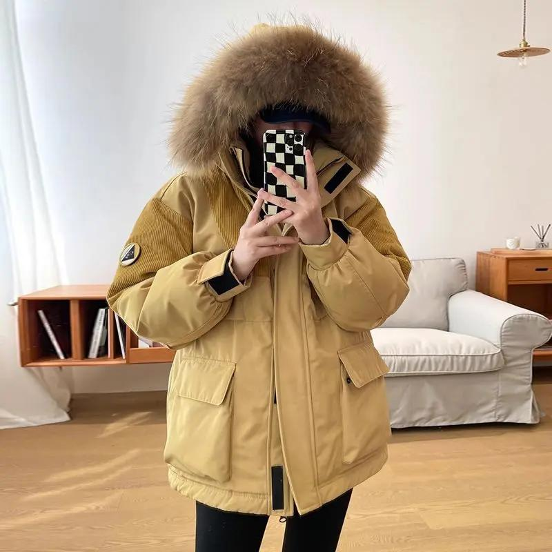 羽绒羽绒服女2023新款冬季棉衣情侣工装派克服加厚棉袄外套