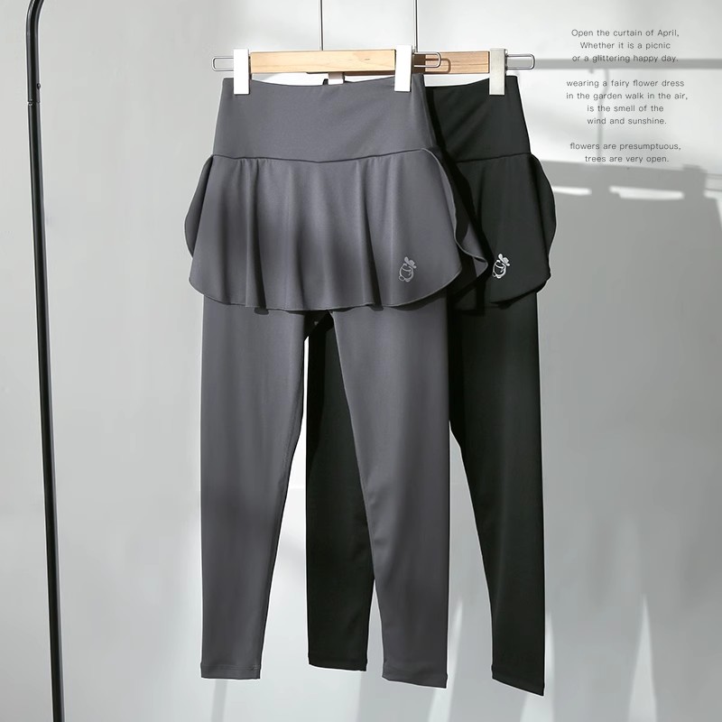 秋冬加绒大码速干显瘦瑜伽服长裤女跑步锻炼健身房中高腰舞蹈裤裙