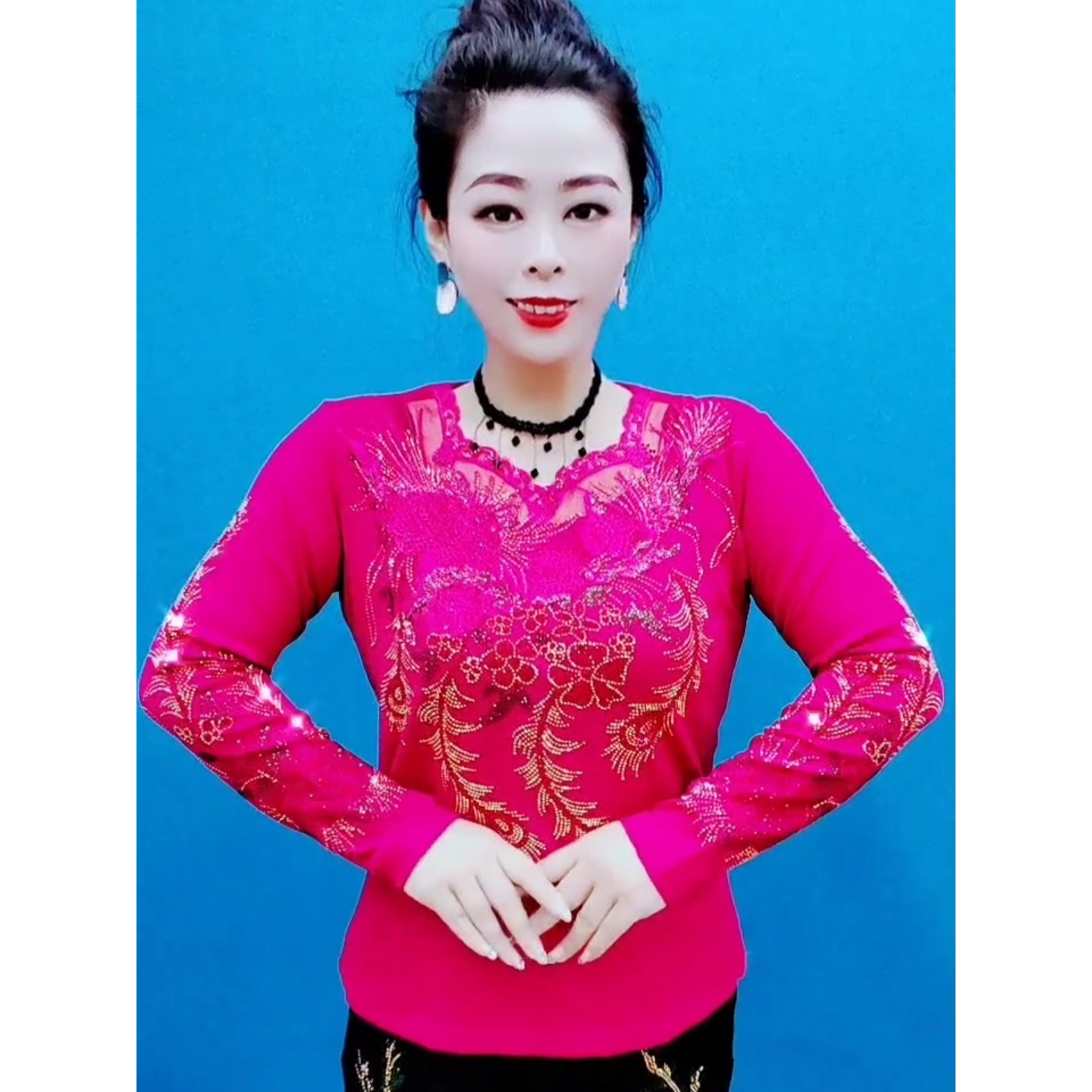 秋冬新款不加绒5862大码中老年修身显瘦打底衫复古网红百搭妈妈装