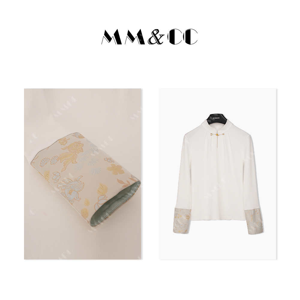 【如意】新中式国风盘扣打底女秋2024新修身显瘦高级提花衬衫F9108