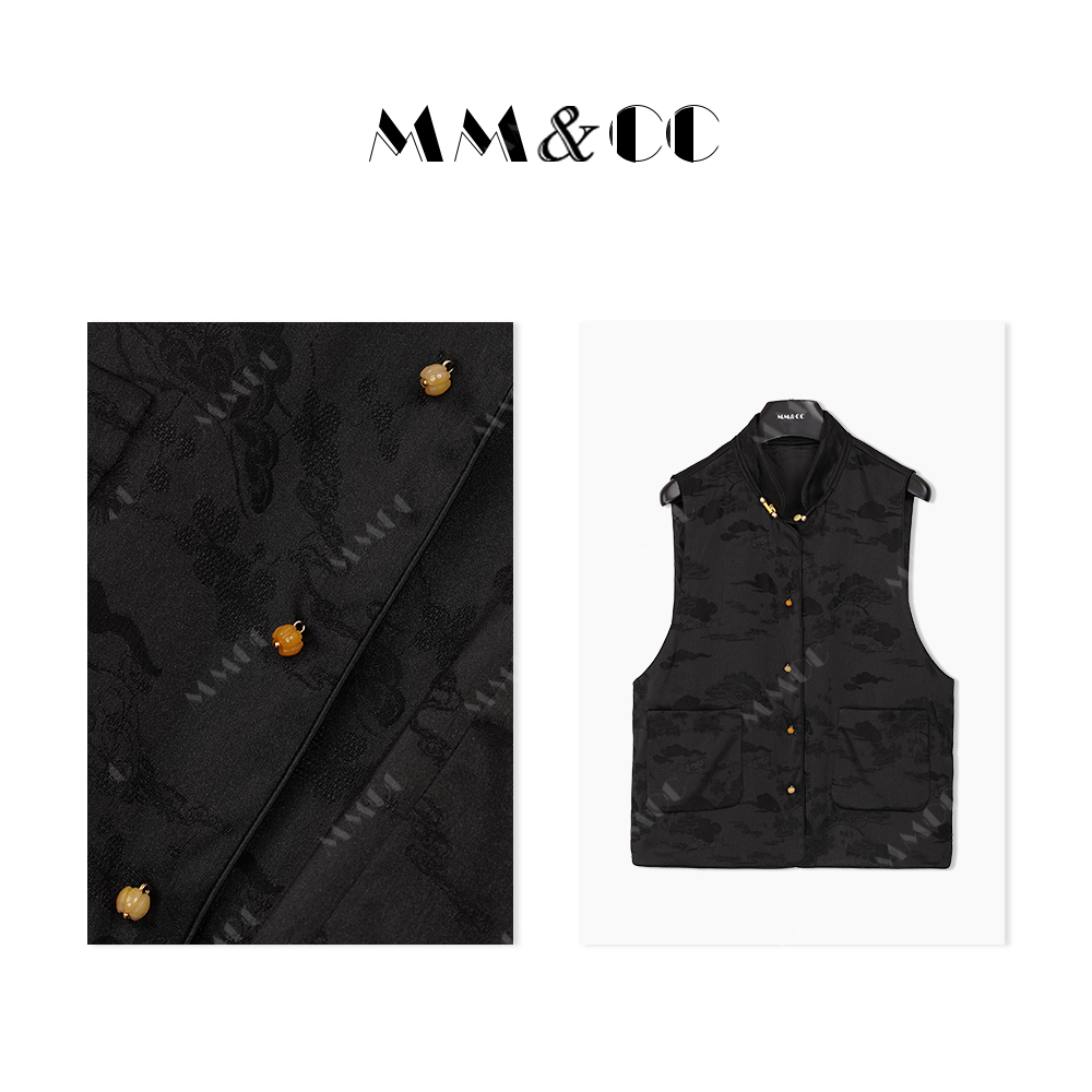 【云轩】新中式复古印花无袖马甲女新款显瘦气质马夹F9006