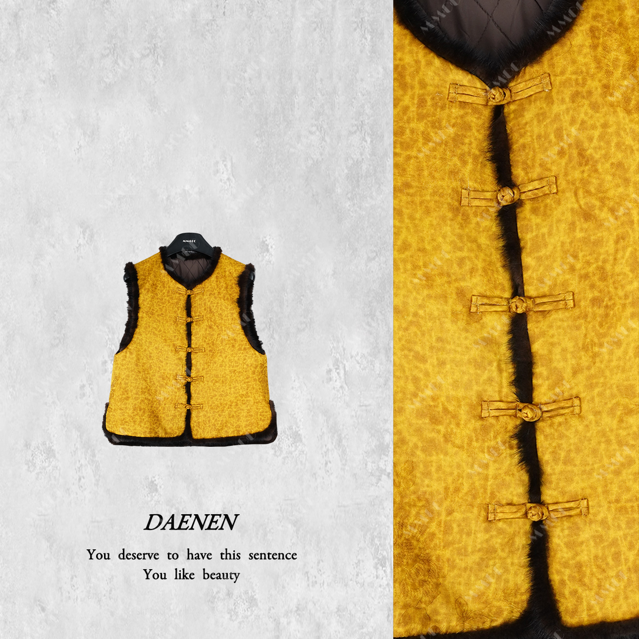 【金粉世家】新中式国风喷绘桑蚕丝大花棉服保暖马甲LYFMF1550