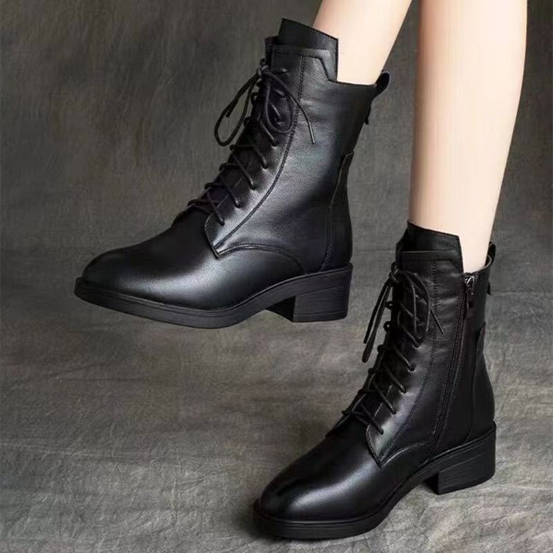 保暖百搭防滑2025秋季新款单里软底妈妈鞋透气马丁靴短靴女靴179