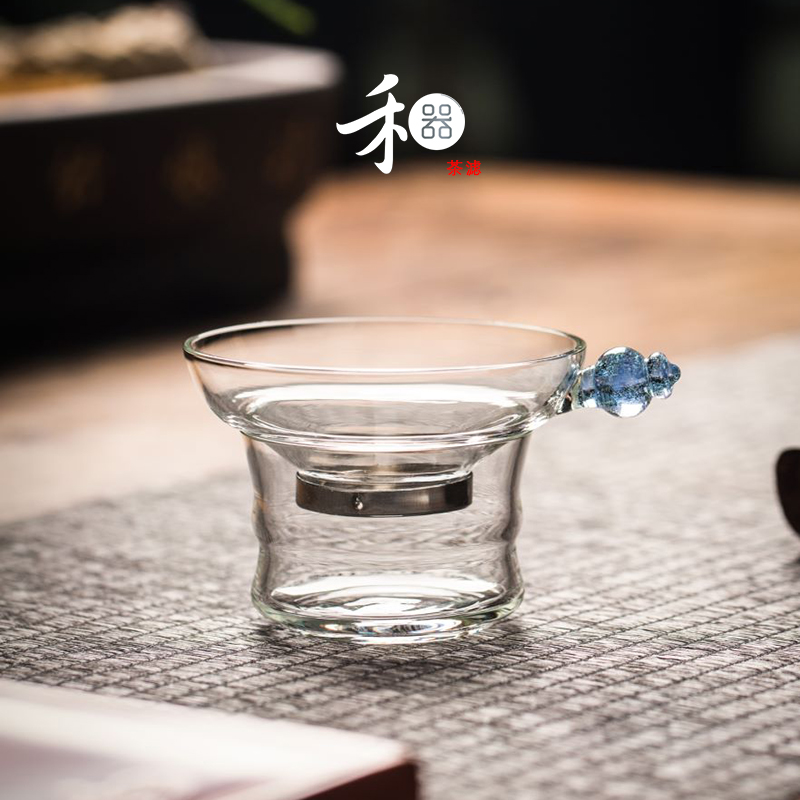 禾器奉珠茶滤茶叶过滤器茶席搭配炫彩玻璃茶漏蓄水底托