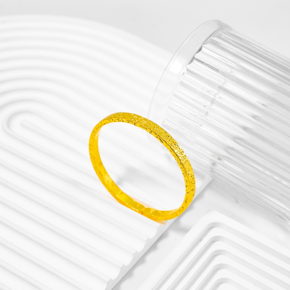 足银手镯 气质时尚简约吉言手镯 约29g 开口款