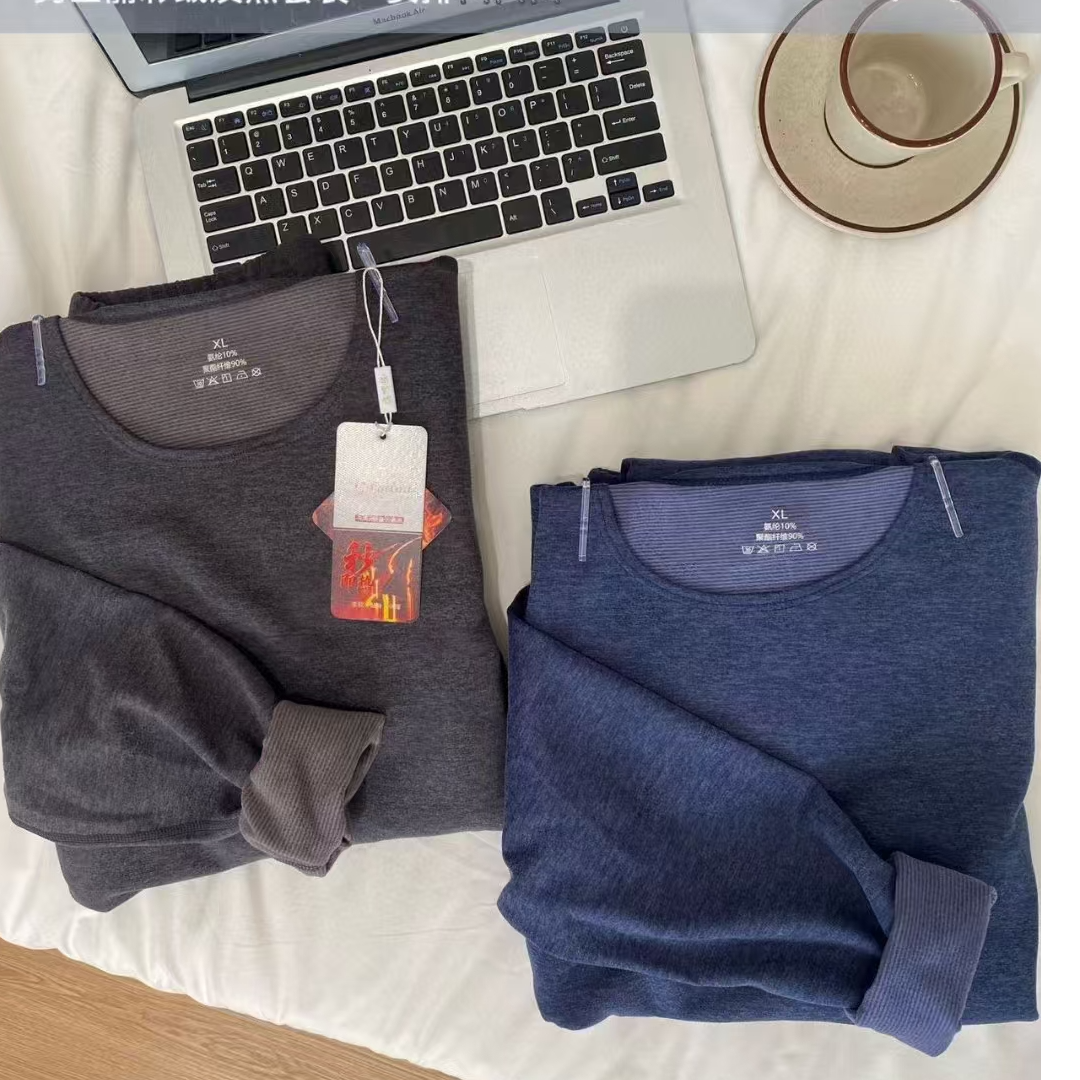 9801男士德绒保暧套装圆领发热秋衣秋裤