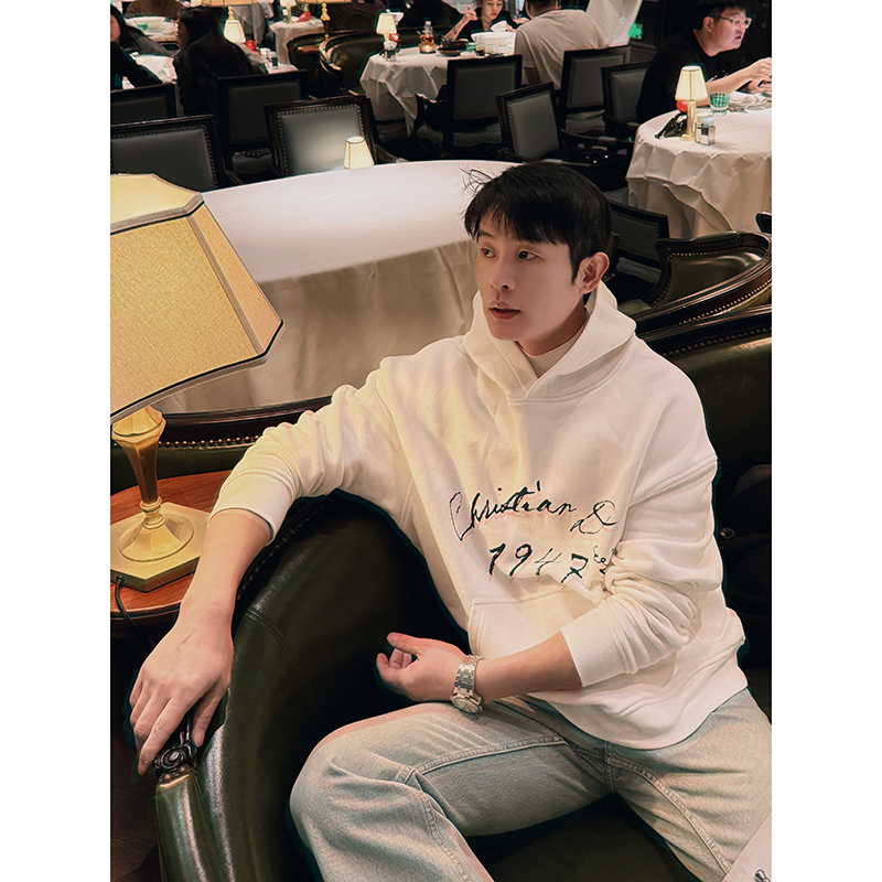 《CCSS 曹老板春季》800克1947印花连帽宽松男女同款套头纯棉卫衣