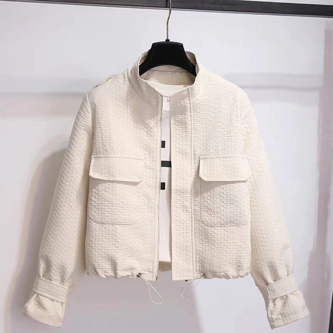 2024春秋新款短款立领外套百搭休闲时尚小个子微瑕上衣2258长55