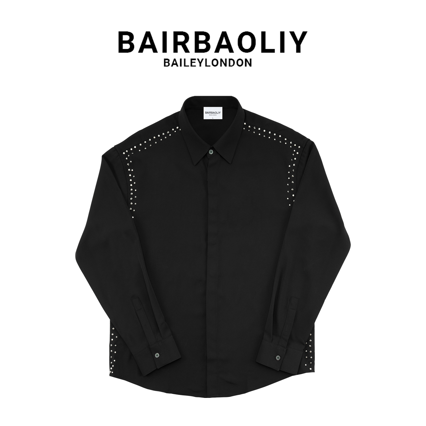 BAIRBAOLIY轻奢男士柳钉长袖衬衫时尚经典设计感休闲衬衣小众高级