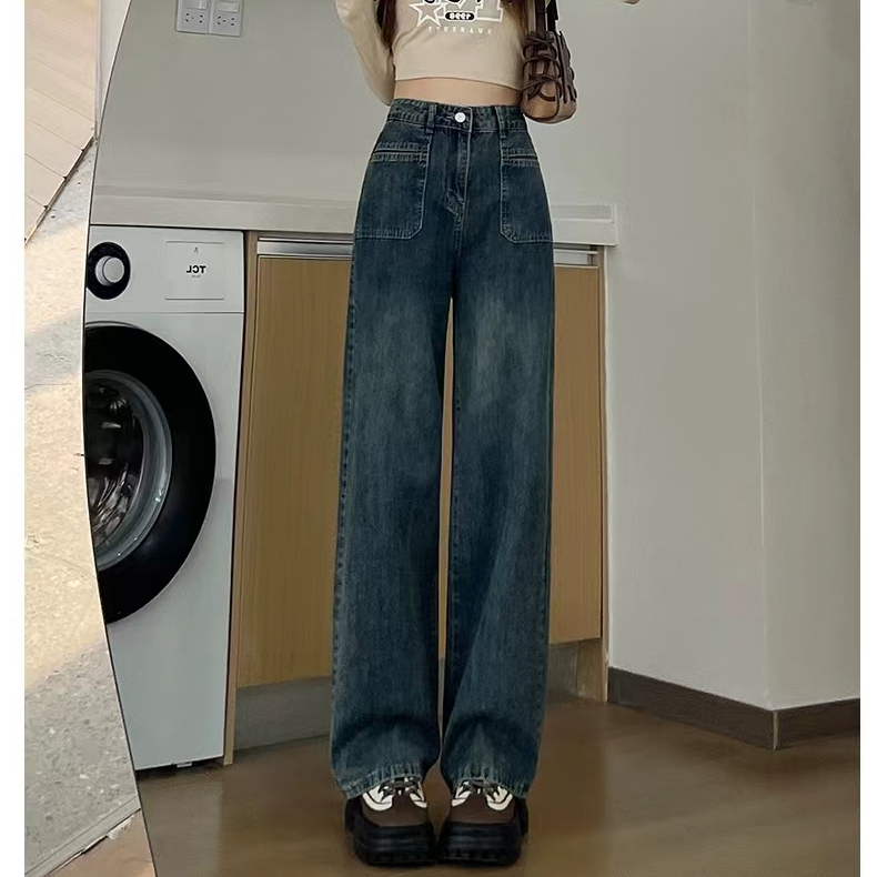 路）福 断码微瑕疵秋冬款季牛仔裤女显瘦百搭裤宽松弹力高腰小个子