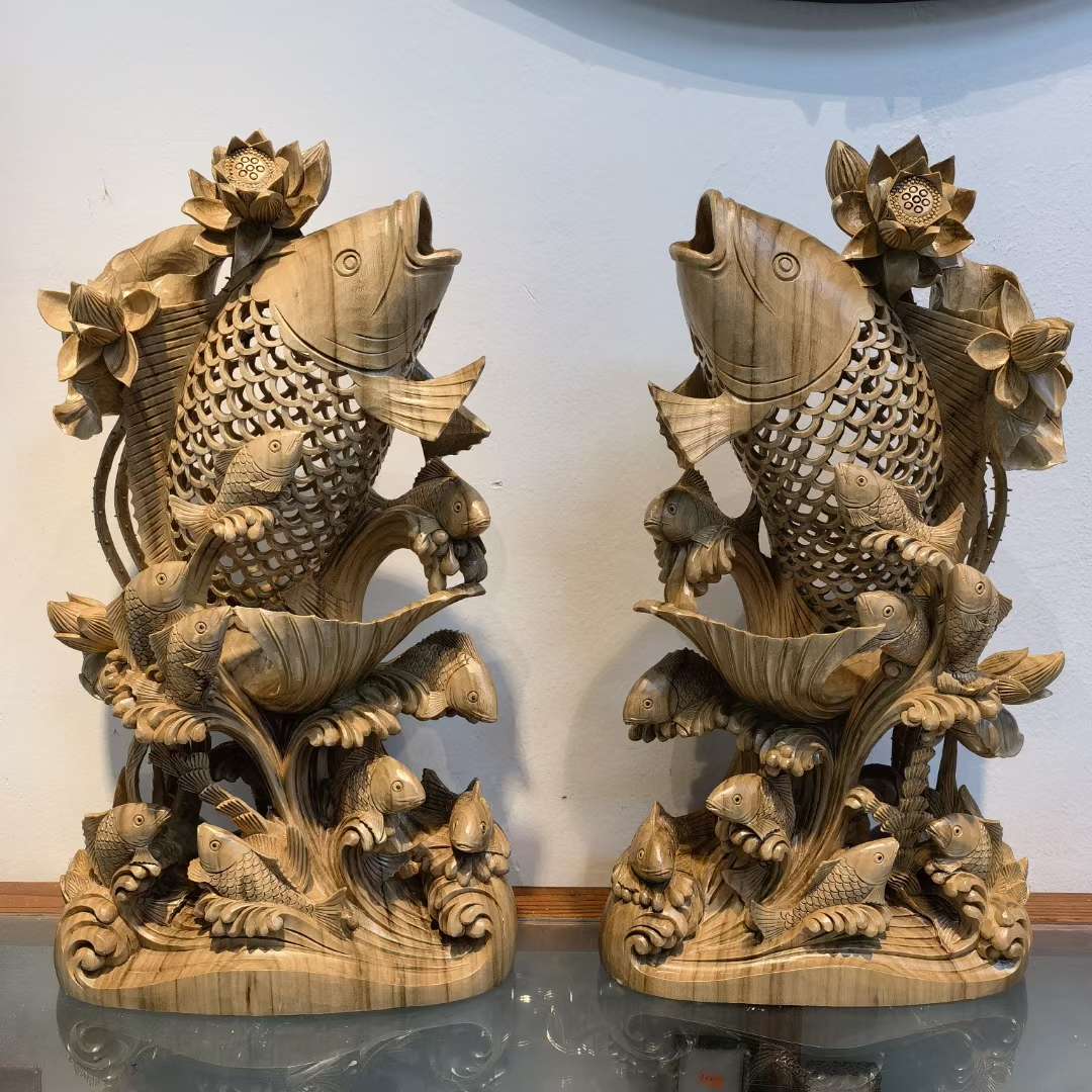 《莲年有鱼》潮汕木雕