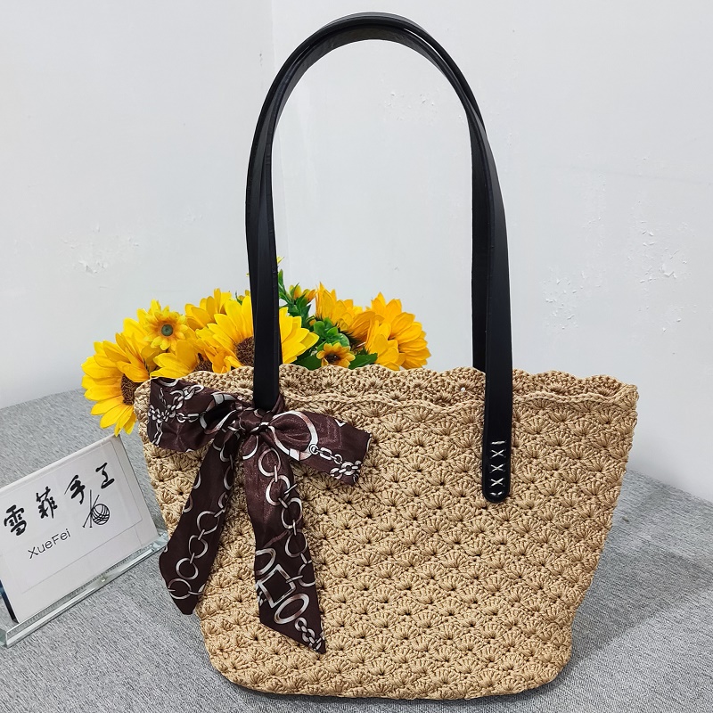 【非成品】贝壳花手拎款材料包扁带线加大包底款包包线手工编织