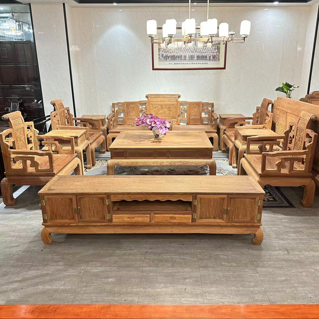 缅花山水宝座卷书十一套沙发