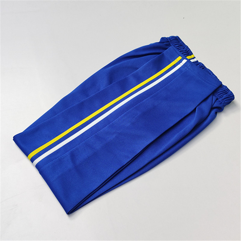 宝蓝色校服裤子一道杠两条杠黄条初高中小学生白黄杠宝蓝校裤薄款
