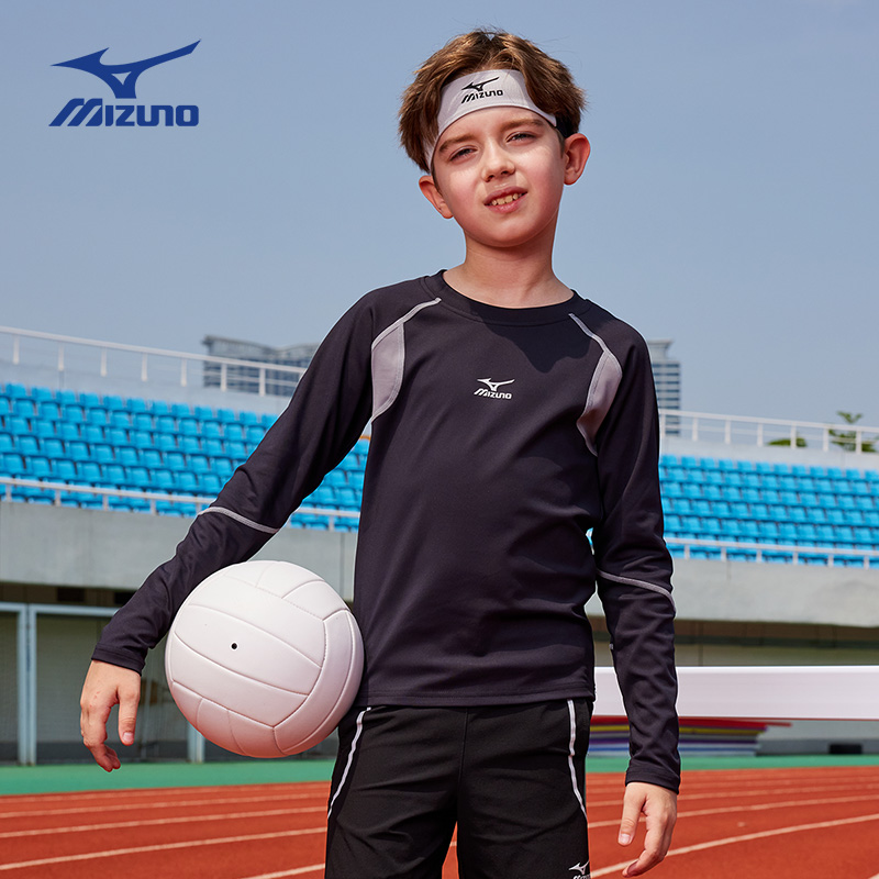 美津浓速干男女童插肩袖透气长袖T恤欧若风TX24330309