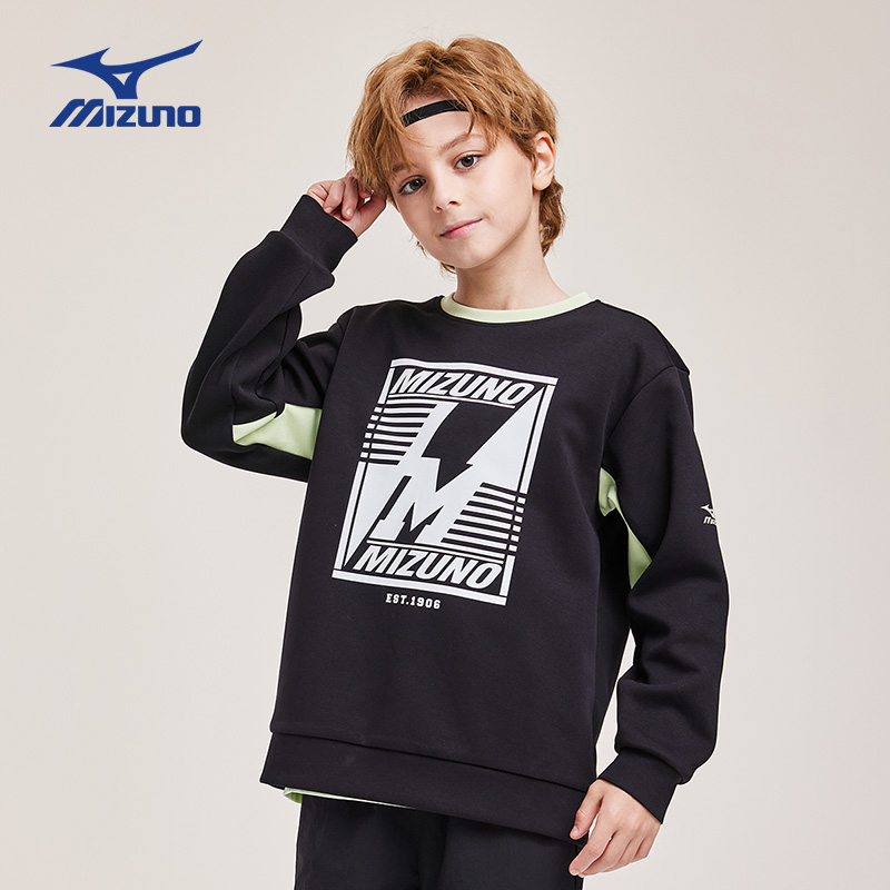 美津浓儿童春季男女童圆领拼接色卫衣时尚休闲长袖WY24430179