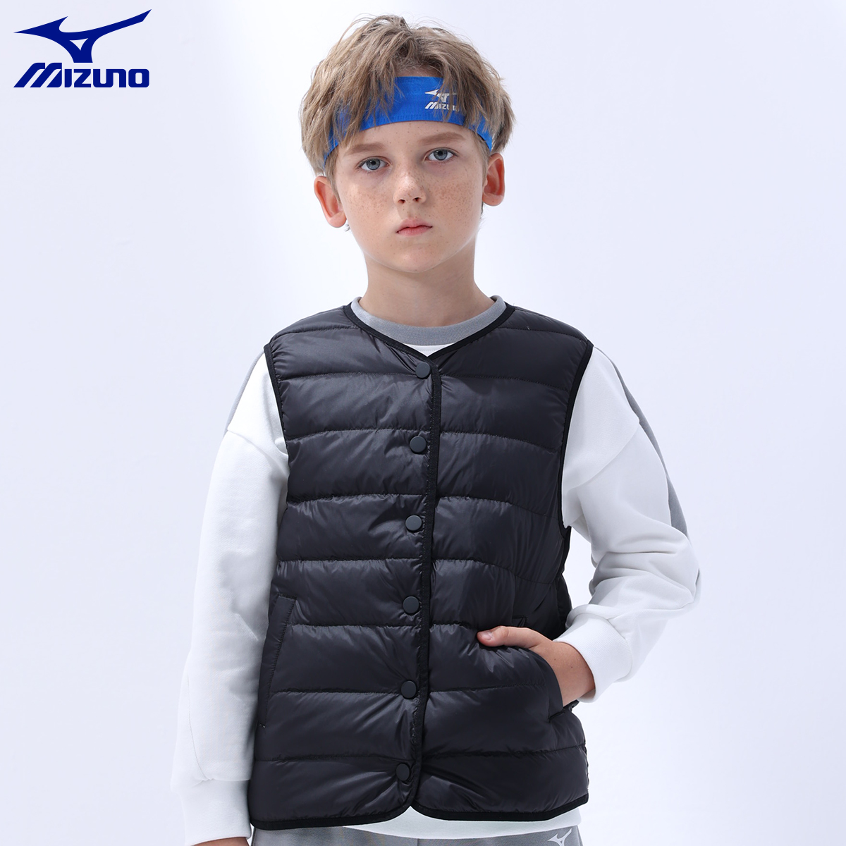 美津浓儿童90白鸭绒马甲男女童羽绒轻薄保暖秋冬外套Y1142