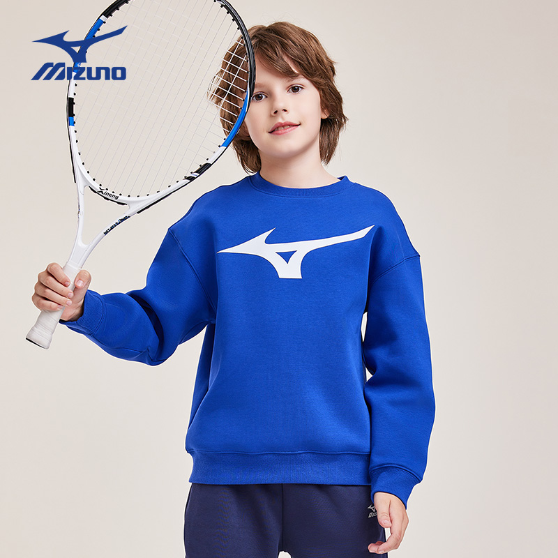 美津浓儿童春季新款运动圆领卫衣套头长袖潮童休闲卫衣WY23330004