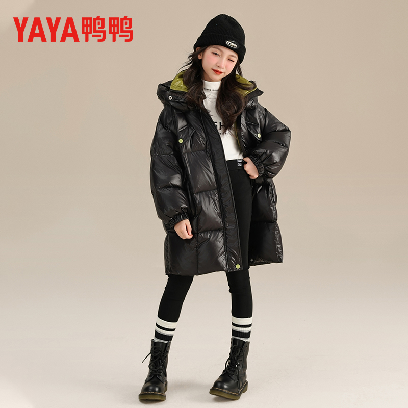 鸭鸭金标石墨烯黑科技女童童装羽绒服防寒女大童加厚外套潮23458