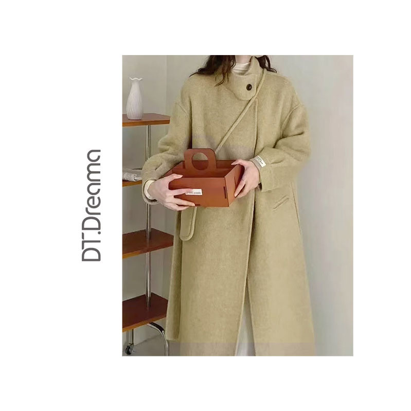 秋冬新款女士长款温婉风过膝宽松显瘦大衣休闲显瘦毛呢外套