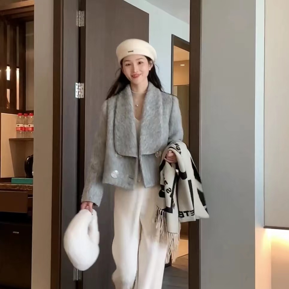 小八请沧 24现货清仓款气质保暖加厚百搭西装领羽绒服 7616 BQC