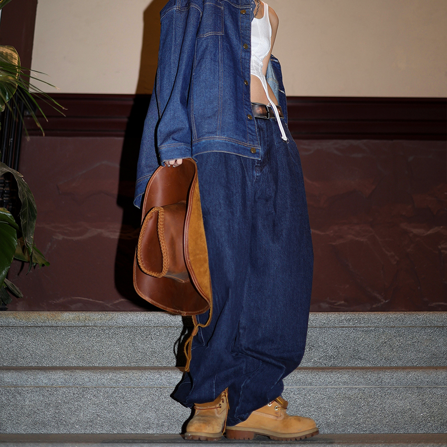 GECKOGOGO美式复古文艺宽松水洗直筒裤男女同款牛仔休闲裤百搭