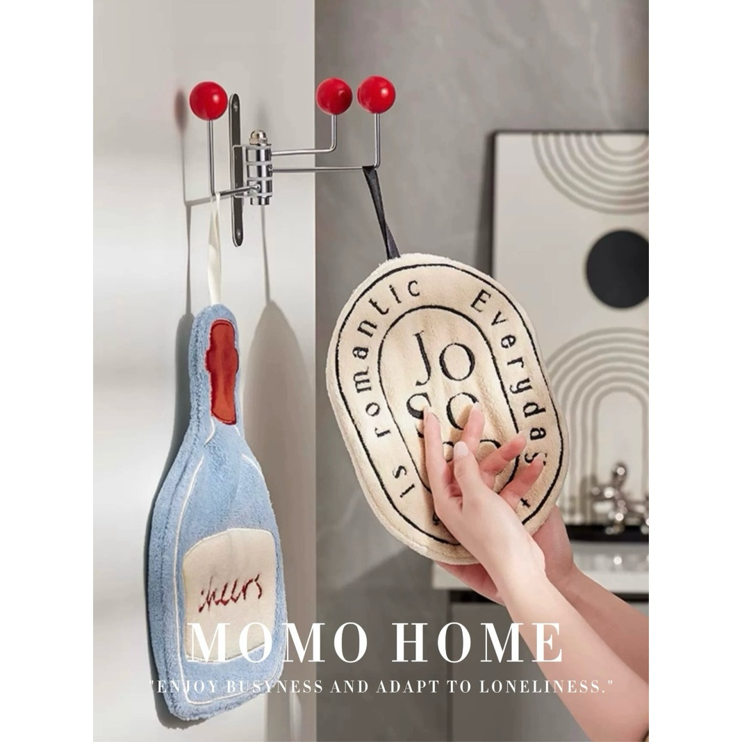 MOMO·法式擦手巾挂式可爱超强吸水加厚不掉毛珊瑚绒手帕 · 