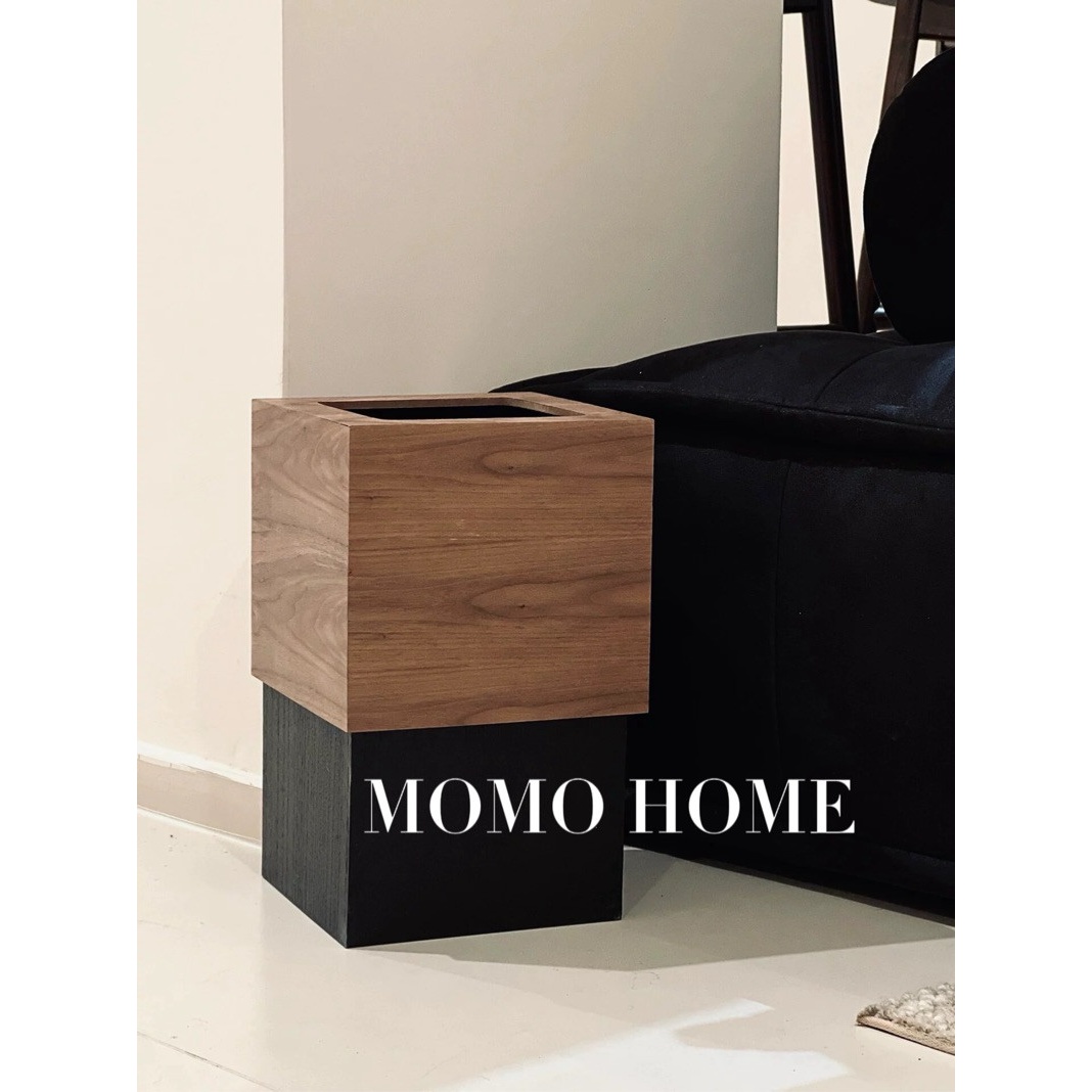 MOMO·北欧ins方形木质垃圾桶家用客厅卫生间高档家居软装搭配 · 