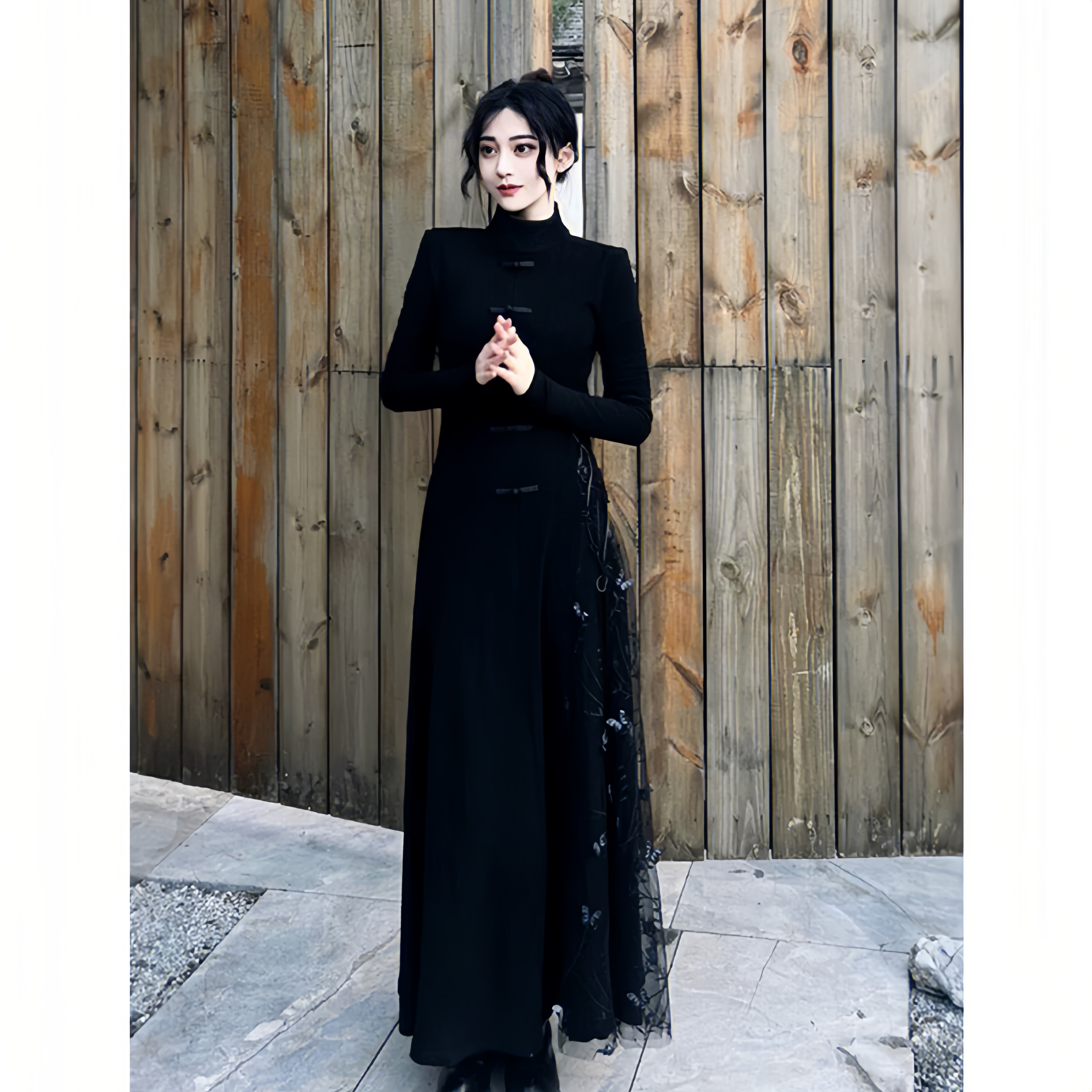 新中式女装别致国风改良旗袍佛系禅意茶服连衣裙子2024秋冬款3317