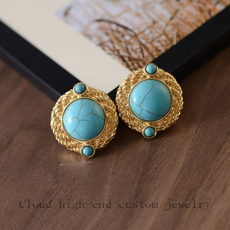 锌合金亚克力耳饰 0236中古时尚复古法式耳饰气质小众耳钉宫廷风