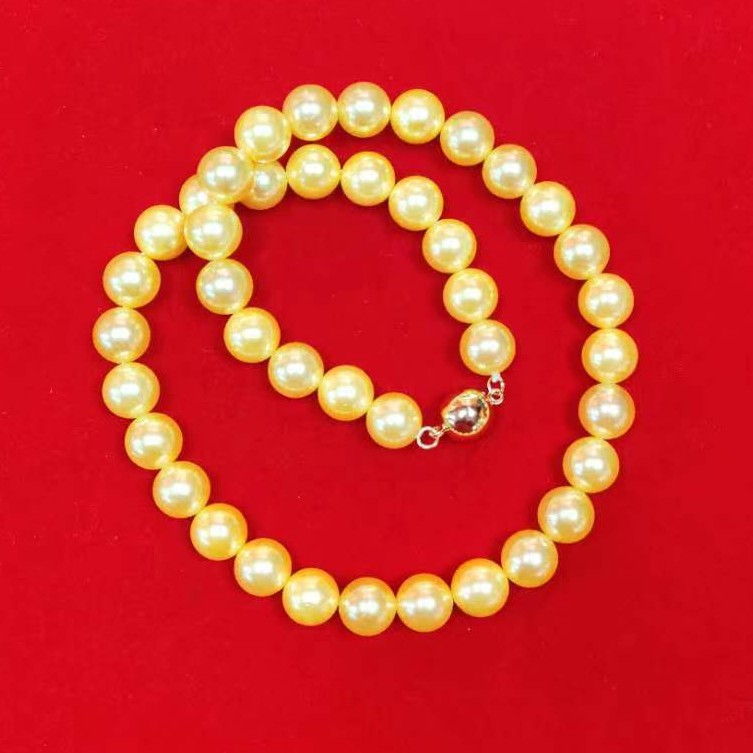 【香港金凤凰珠宝】MS1207-(贝珠)-12mm黄金色贝珠项链-送礼佳品