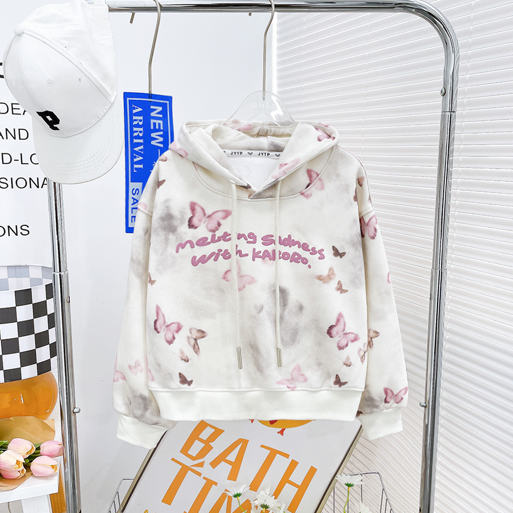 秋季新款女童宽松连帽卫衣中大童秋款长袖洋气帽衫zb3590简约童品