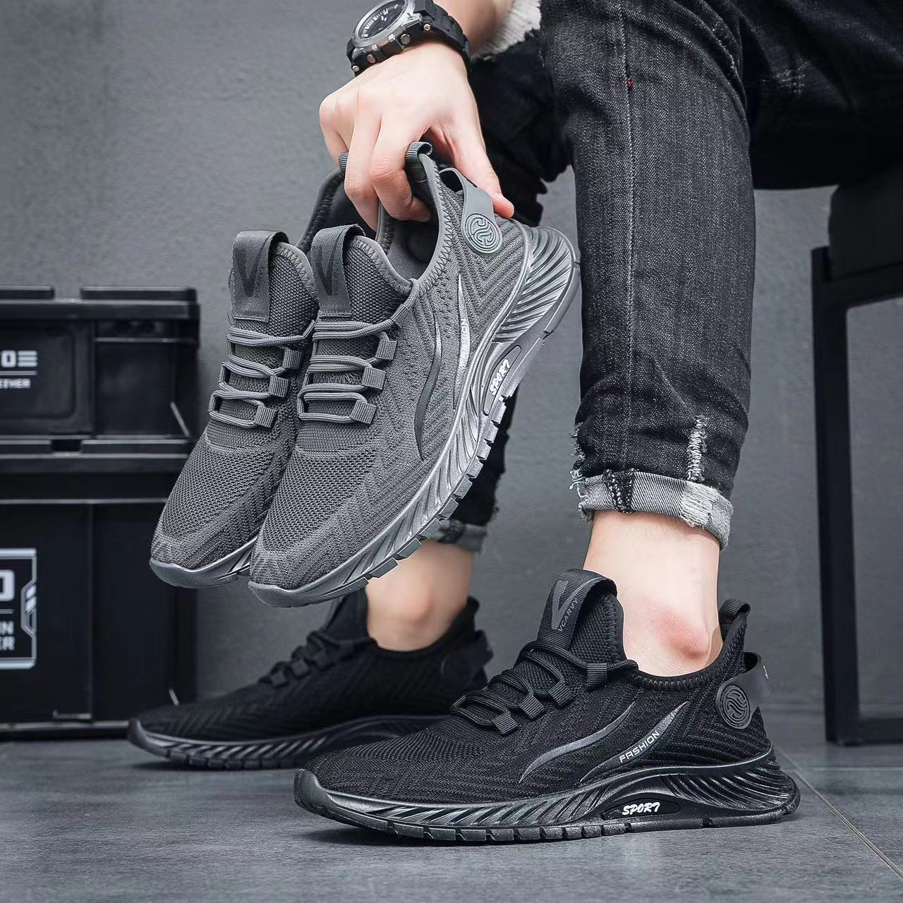 春夏季韩版情侣时尚春季新款男鞋飞织运动休闲跑步鞋软底软面