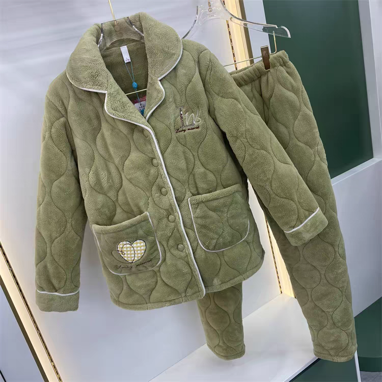 专柜同款川之藤睡衣女士冬季新款麦穗绒抗菌棉加厚翻领家居服8910