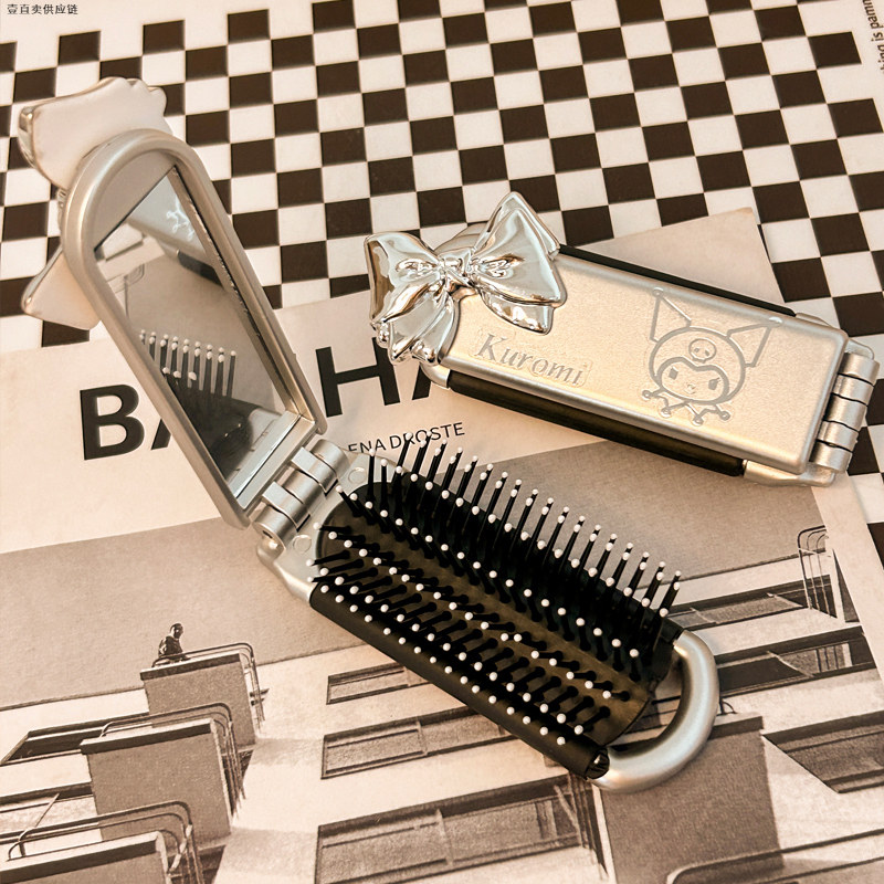 气囊气垫梳kt猫女士专用家用少女心镜子梳子一体梳子便携折叠随身