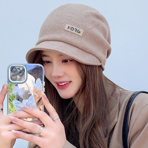 帽子女春秋款网红时尚渔夫帽新款2023百搭休闲潮日系六角帽鸭舌帽