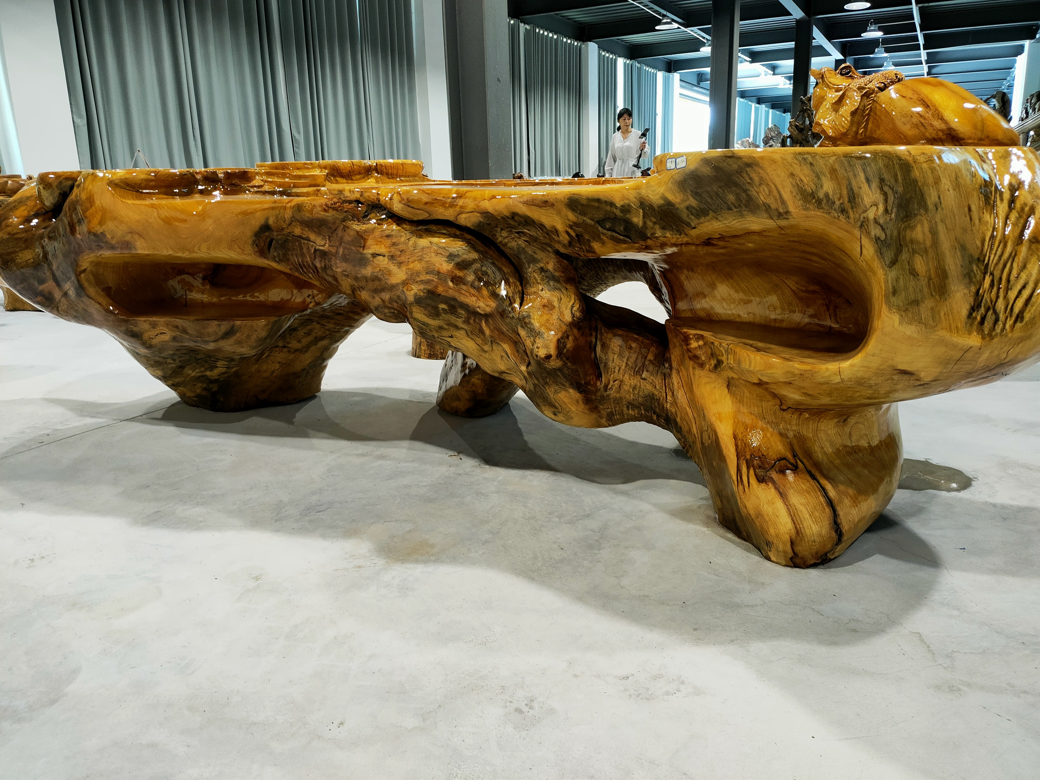 香樟木三米多长百年老香樟二千斤左右重型大茶台