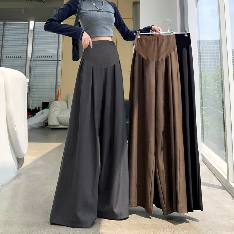 孕妇秋冬装大码时尚经典休闲阔腿瘦拖地裤高级感西装裤孕妇裤裙