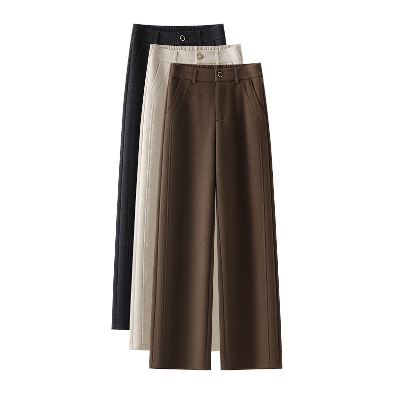 加厚羊 毛呢阔腿裤女秋冬2024新款高腰美拉德休闲窄版直筒裤 9967