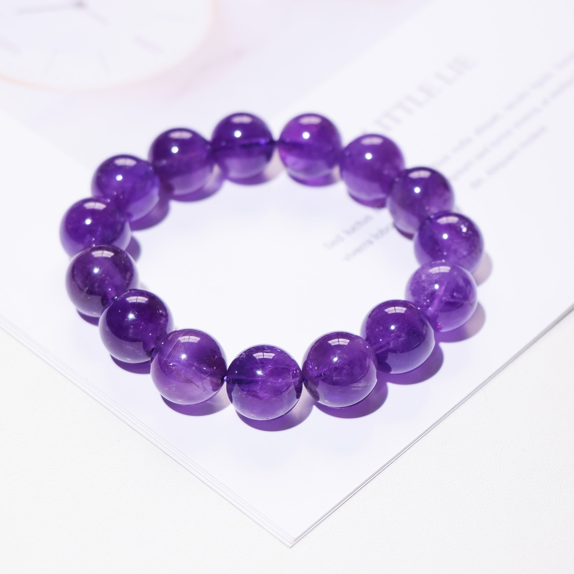 青尔珠宝 天然乌拉圭浓郁巴西紫水晶单圈手链手串（发一条）