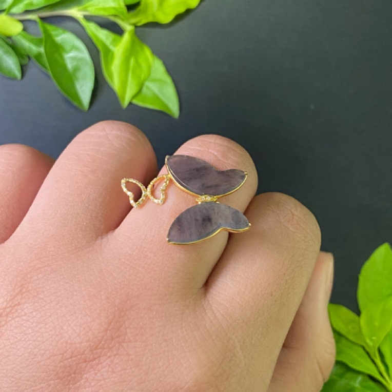 天然缅甸A货翡翠-乌鸡种戒指52