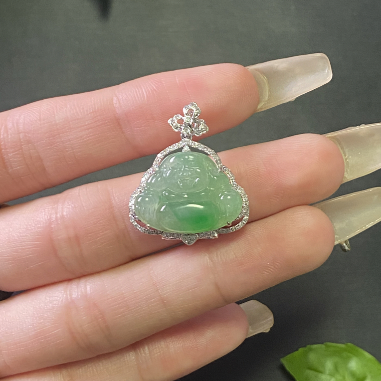 天然缅甸A货翡翠-佛公吊坠49